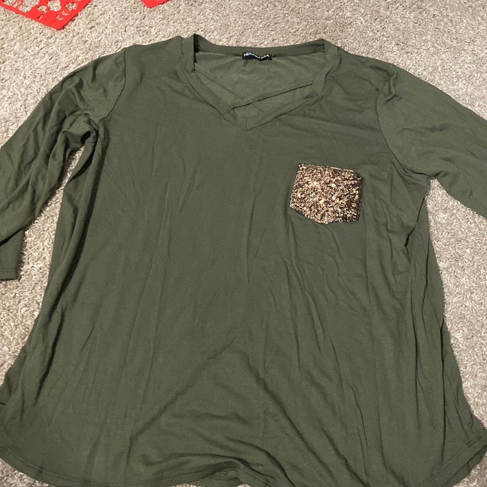 Olive 3/4 sleeve top